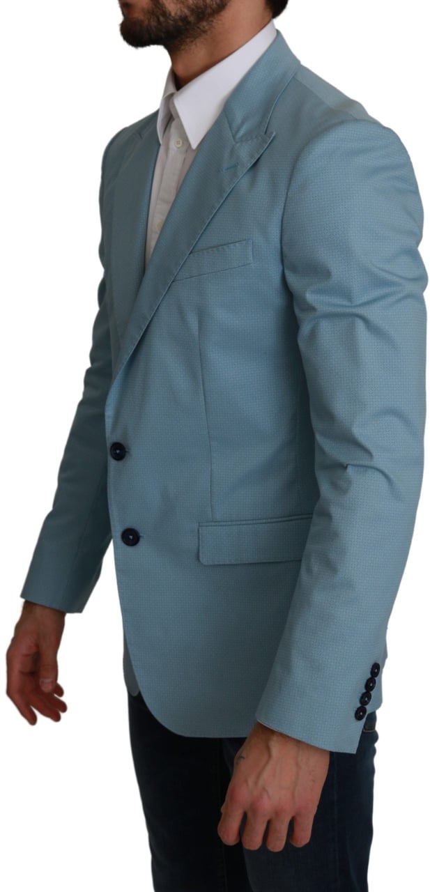 Dolce & Gabbana Blue Slim Fit Coat Jacket MARTINI Blazer Blauw