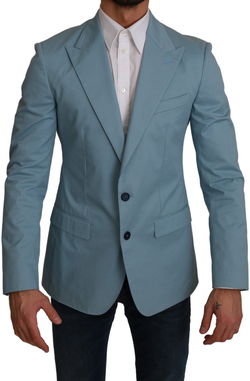 Dolce & Gabbana Blue Slim Fit Coat Jacket MARTINI Blazer Blauw