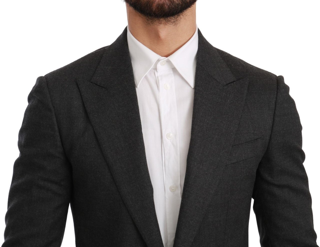 Dolce & Gabbana Gray NAPOLI Slim Fit Jacket Wool Blazer Grijs