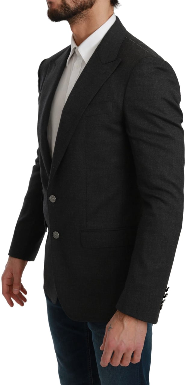 Dolce & Gabbana Gray NAPOLI Slim Fit Jacket Wool Blazer Grijs