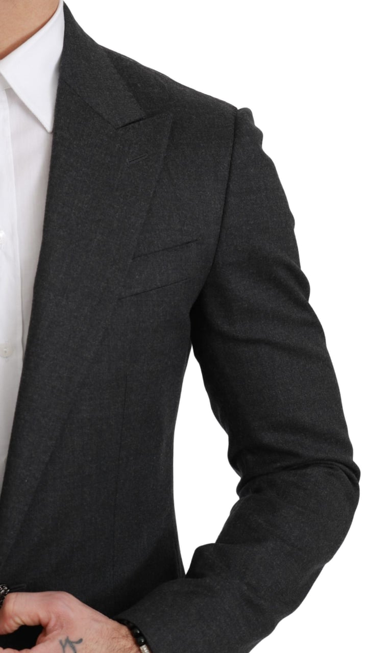 Dolce & Gabbana Gray NAPOLI Slim Fit Jacket Wool Blazer Grijs