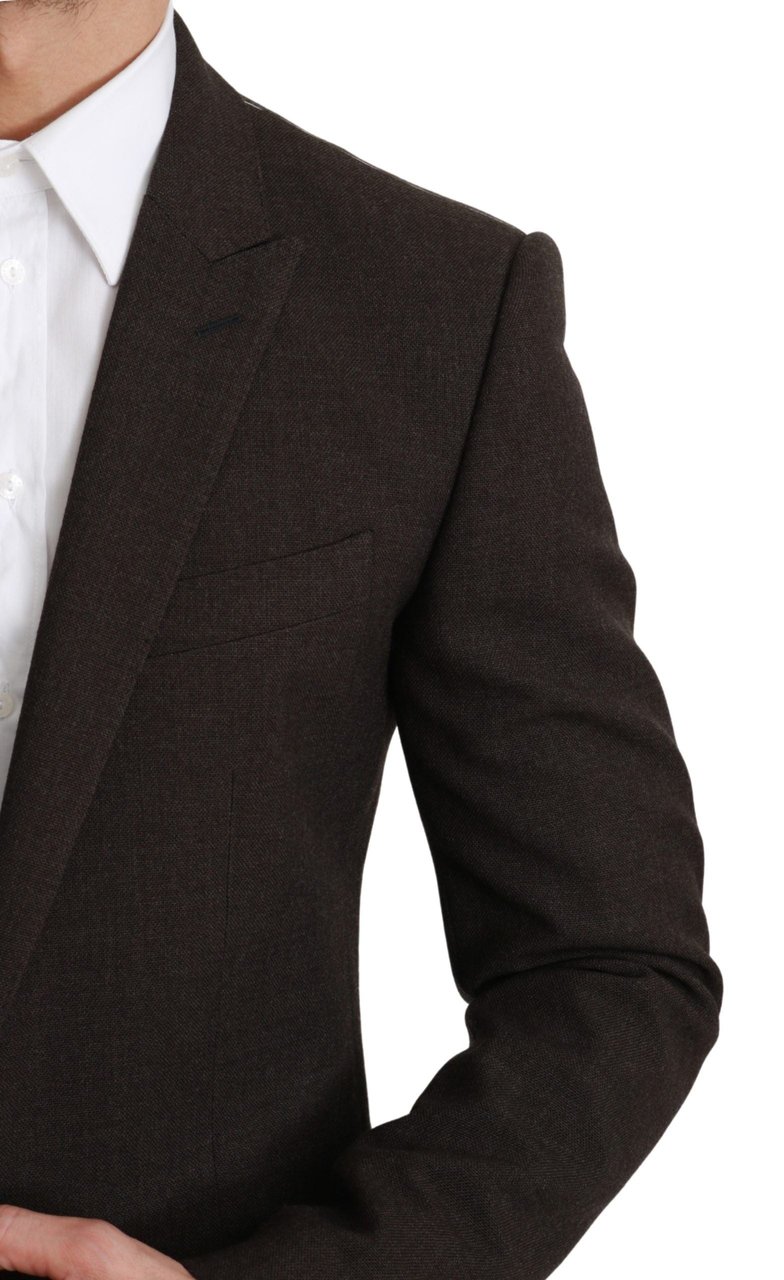 Dolce & Gabbana Brown Slim Fit Coat Jacket MARTINI Blazer Bruin