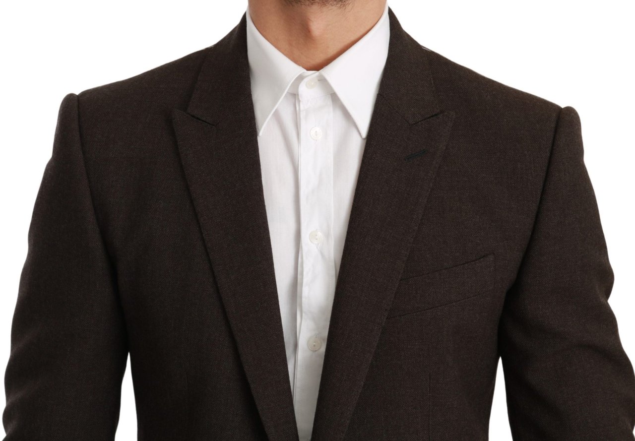 Dolce & Gabbana Brown Slim Fit Coat Jacket MARTINI Blazer Bruin