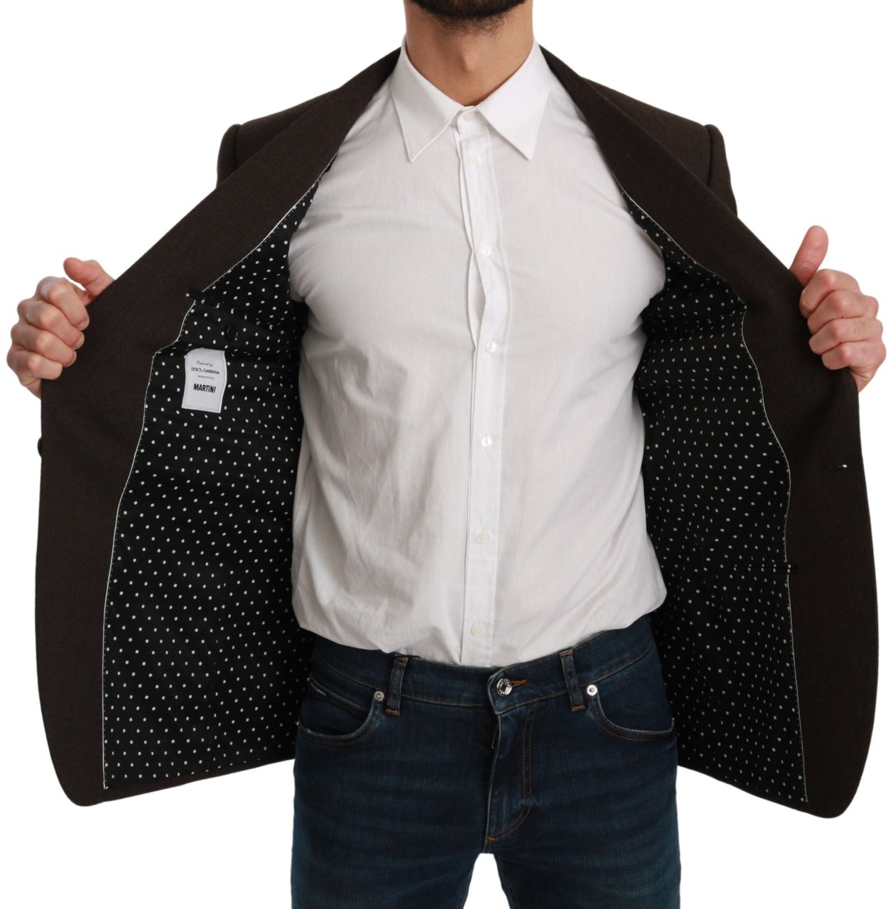Dolce & Gabbana Brown Slim Fit Coat Jacket MARTINI Blazer Bruin
