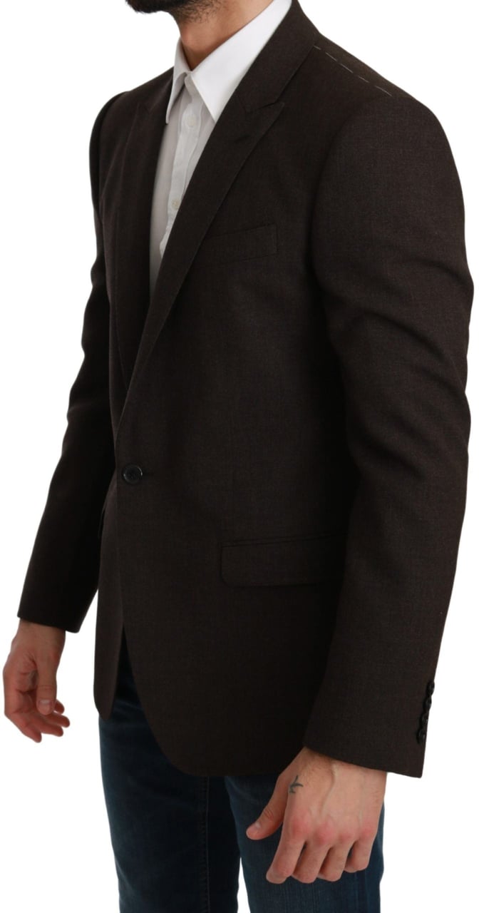 Dolce & Gabbana Brown Slim Fit Coat Jacket MARTINI Blazer Bruin