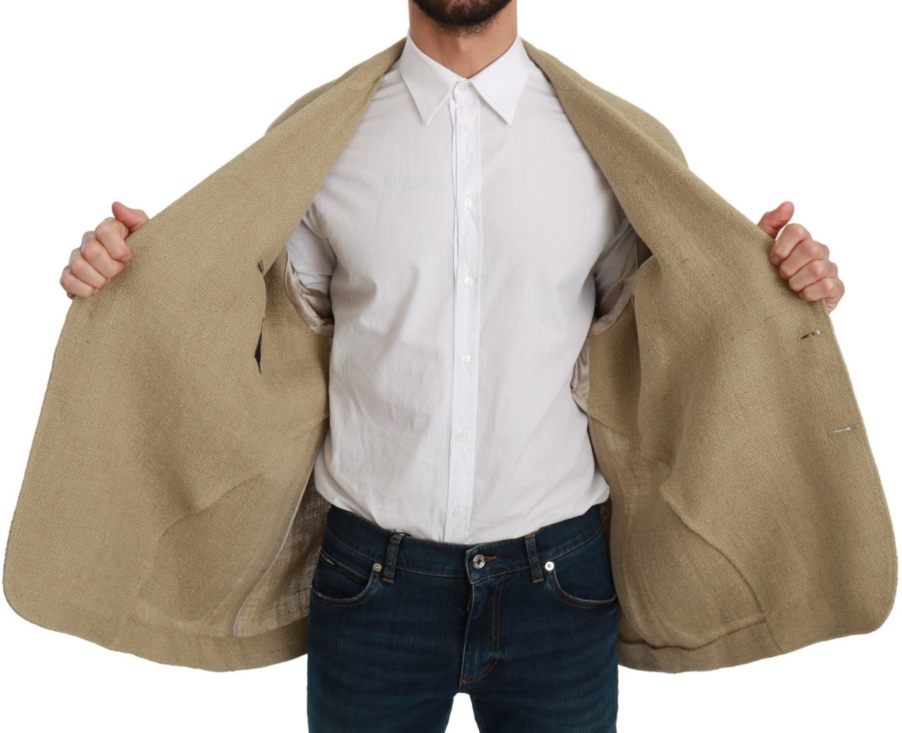 Dolce & Gabbana Beige Jacket Coat 100% Jute Blazer Coat Beige