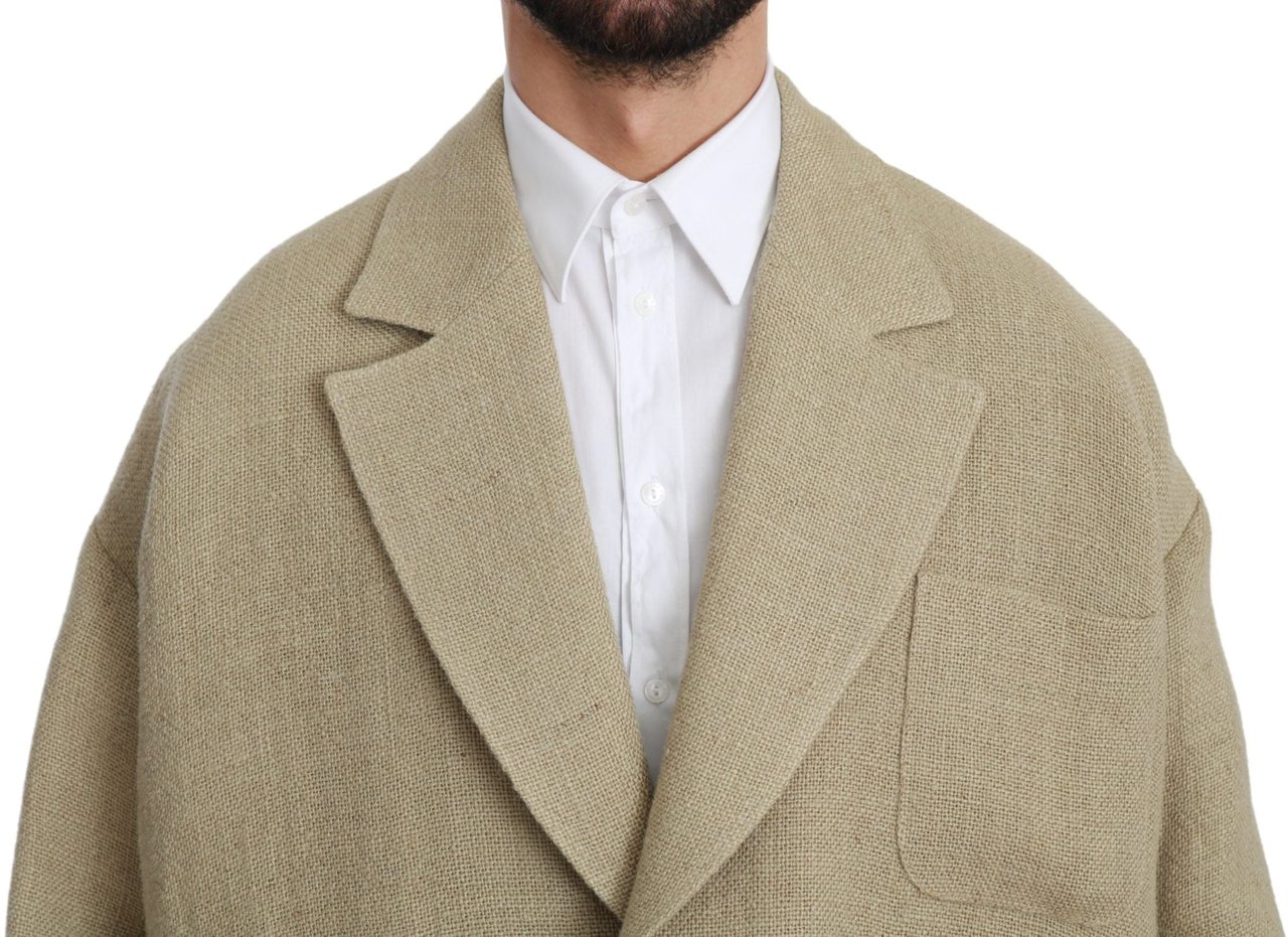 Dolce & Gabbana Beige Jacket Coat 100% Jute Blazer Coat Beige