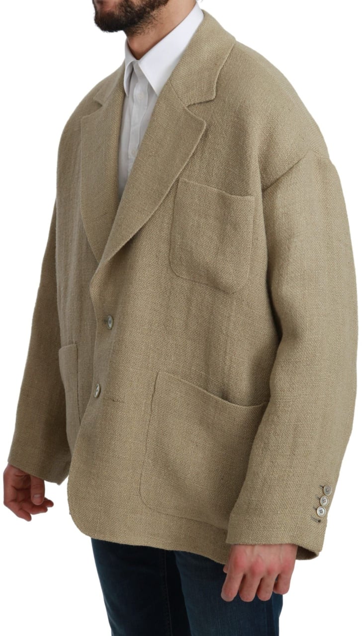 Dolce & Gabbana Beige Jacket Coat 100% Jute Blazer Coat Beige