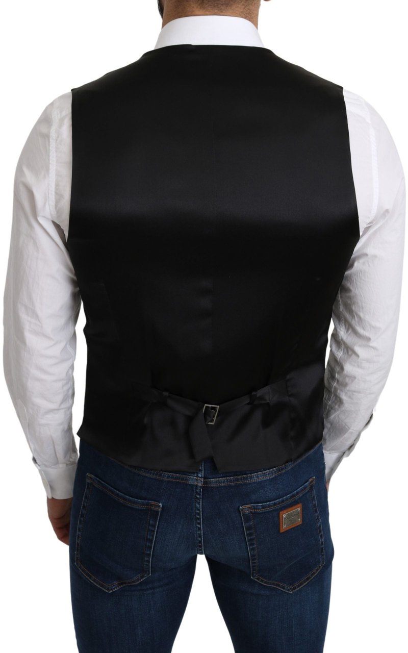 Dolce & Gabbana Gray 100% Silk Formal Coat Vest Grijs