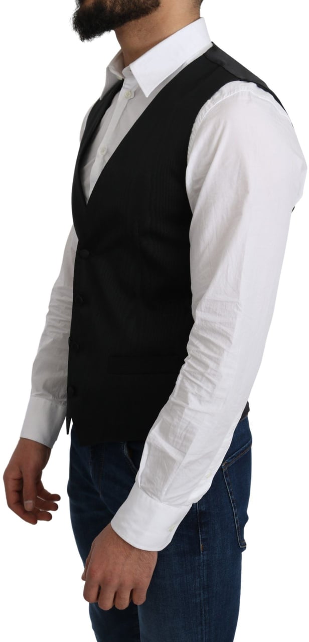 Dolce & Gabbana Gray 100% Silk Formal Coat Vest Grijs