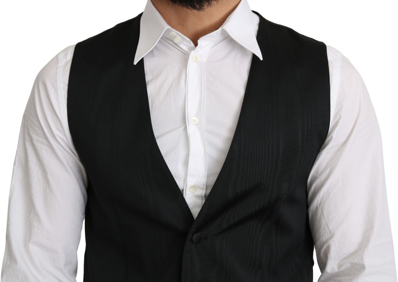 Dolce & Gabbana Gray 100% Silk Formal Coat Vest Grijs