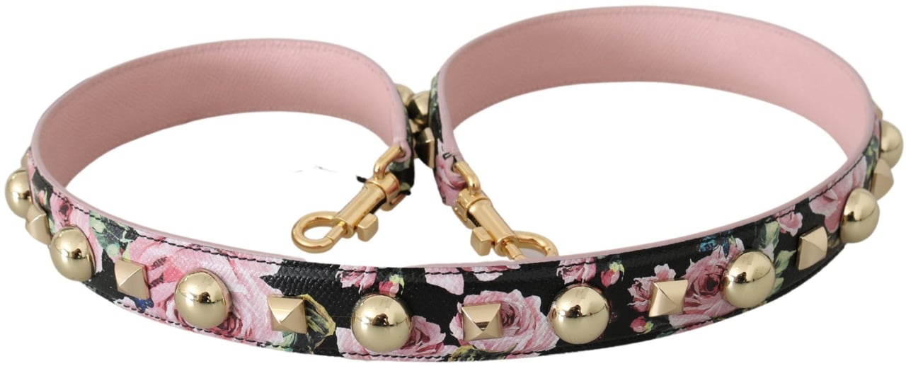 Dolce & Gabbana Pink Floral Leather Stud Accessory Shoulder Strap Rood