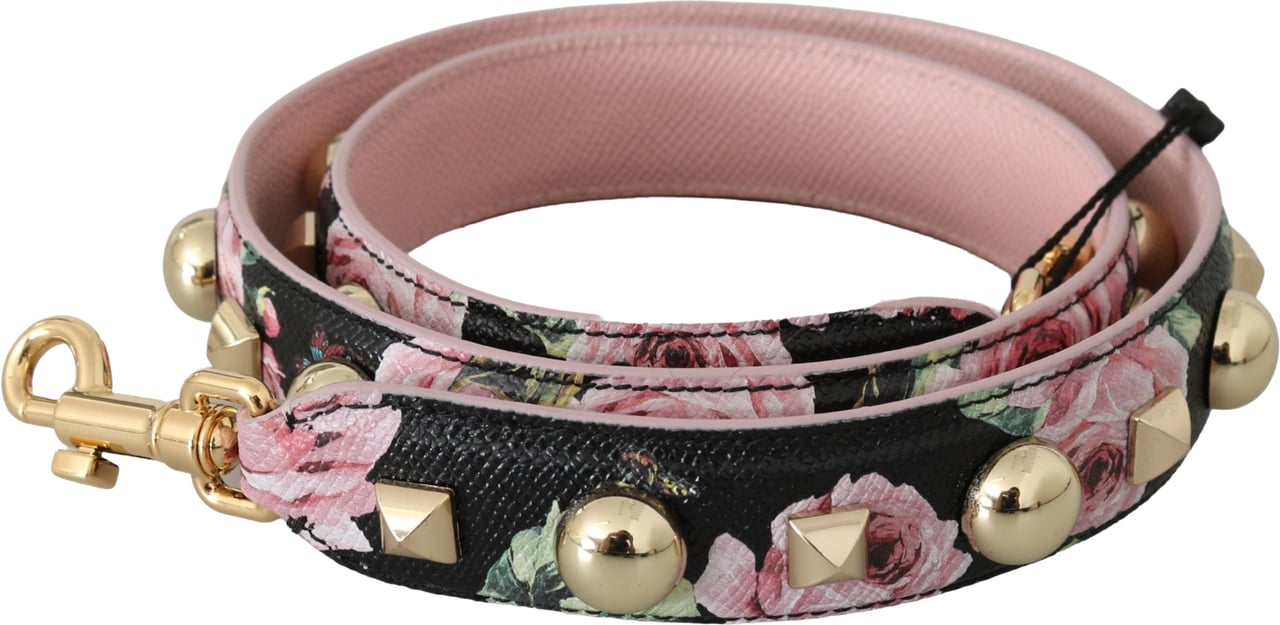 Dolce & Gabbana Pink Floral Leather Stud Accessory Shoulder Strap Rood