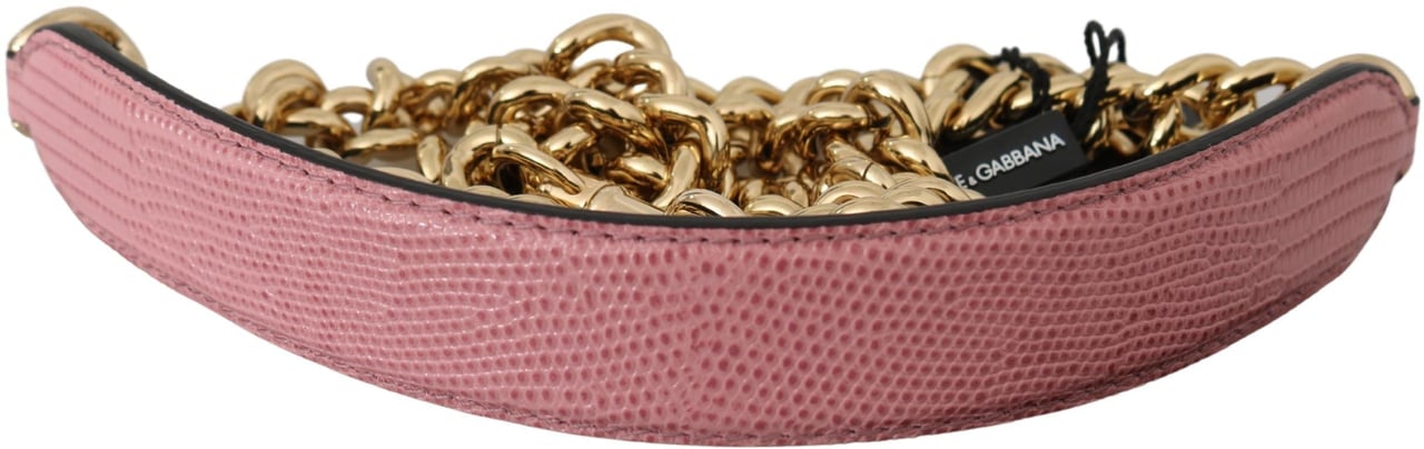 Dolce & Gabbana Pink Leather Gold Chain Accessory Shoulder Strap Roze
