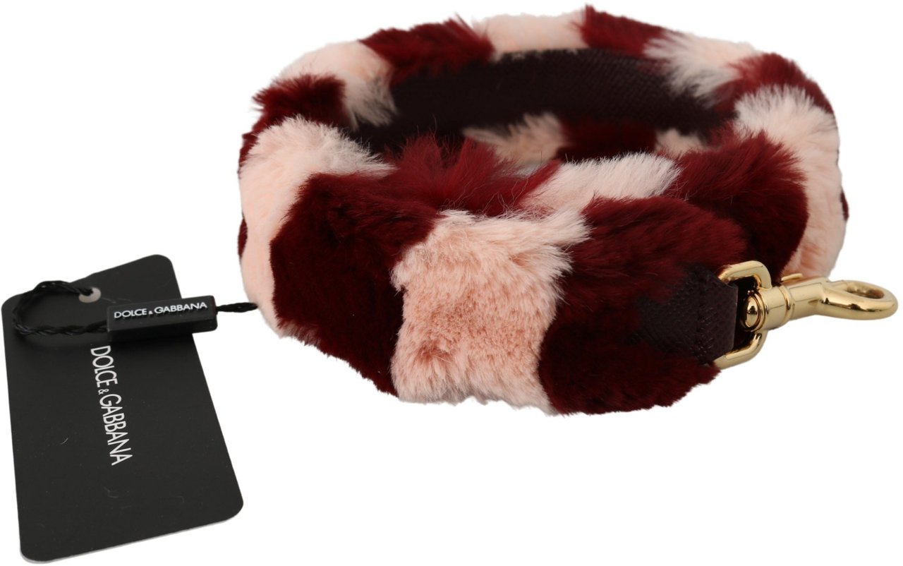 Dolce & Gabbana Pink Red Lapin Fur Accessory Shoulder Strap Rood