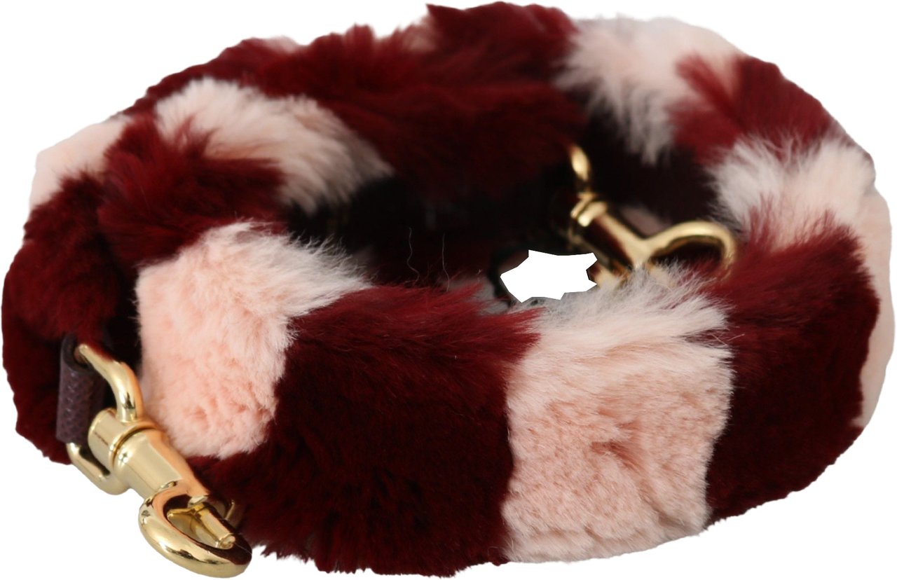 Dolce & Gabbana Pink Red Lapin Fur Accessory Shoulder Strap Rood