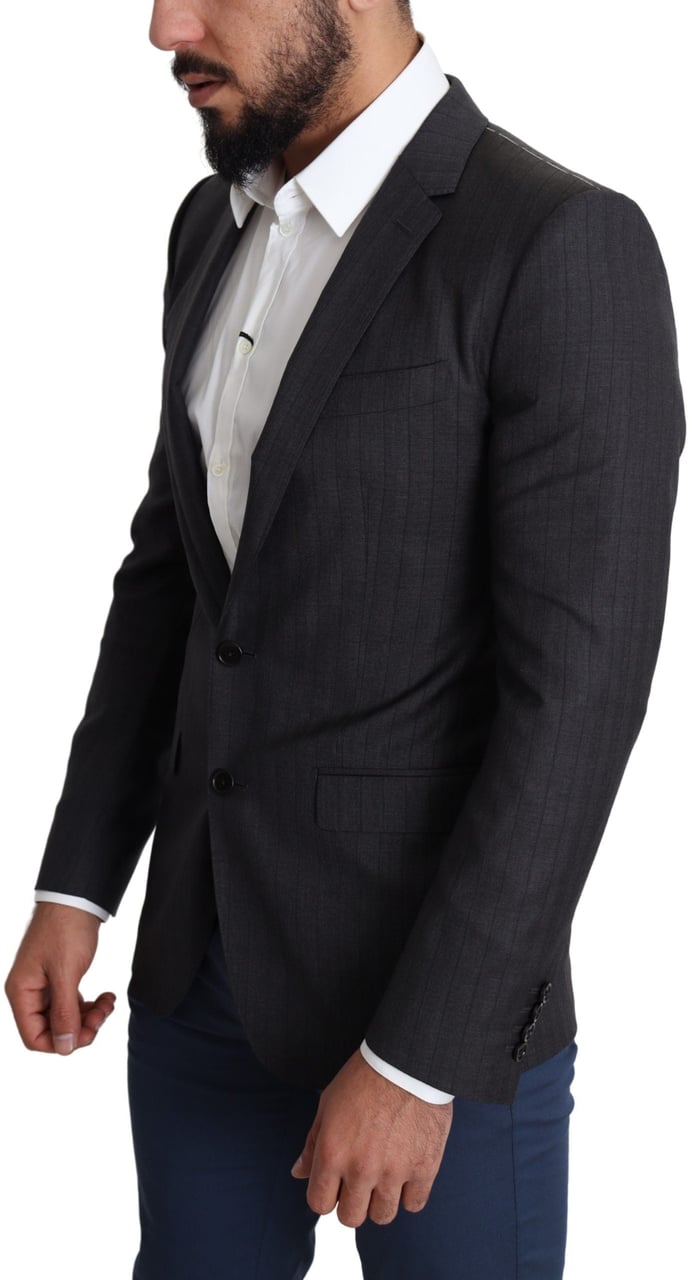 Dolce & Gabbana Black Wool Single Breasted Coat MARTINI Blazer Zwart