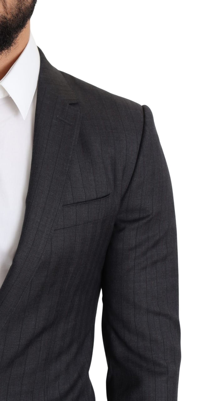 Dolce & Gabbana Black Wool Single Breasted Coat MARTINI Blazer Zwart