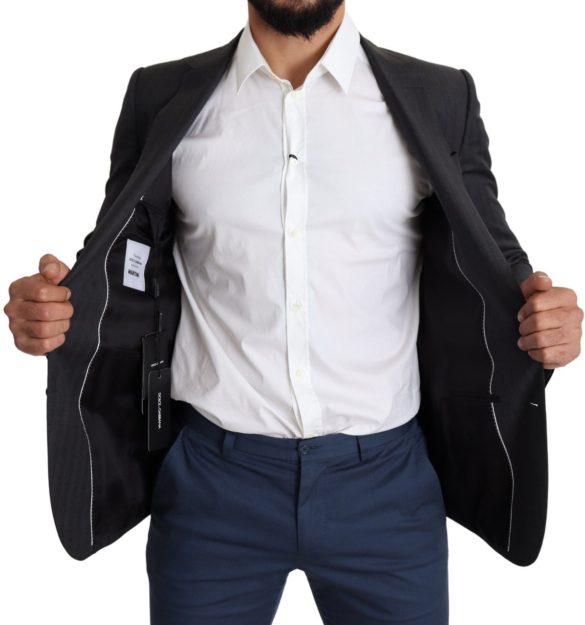 Dolce & Gabbana Black Wool Single Breasted Coat MARTINI Blazer Zwart