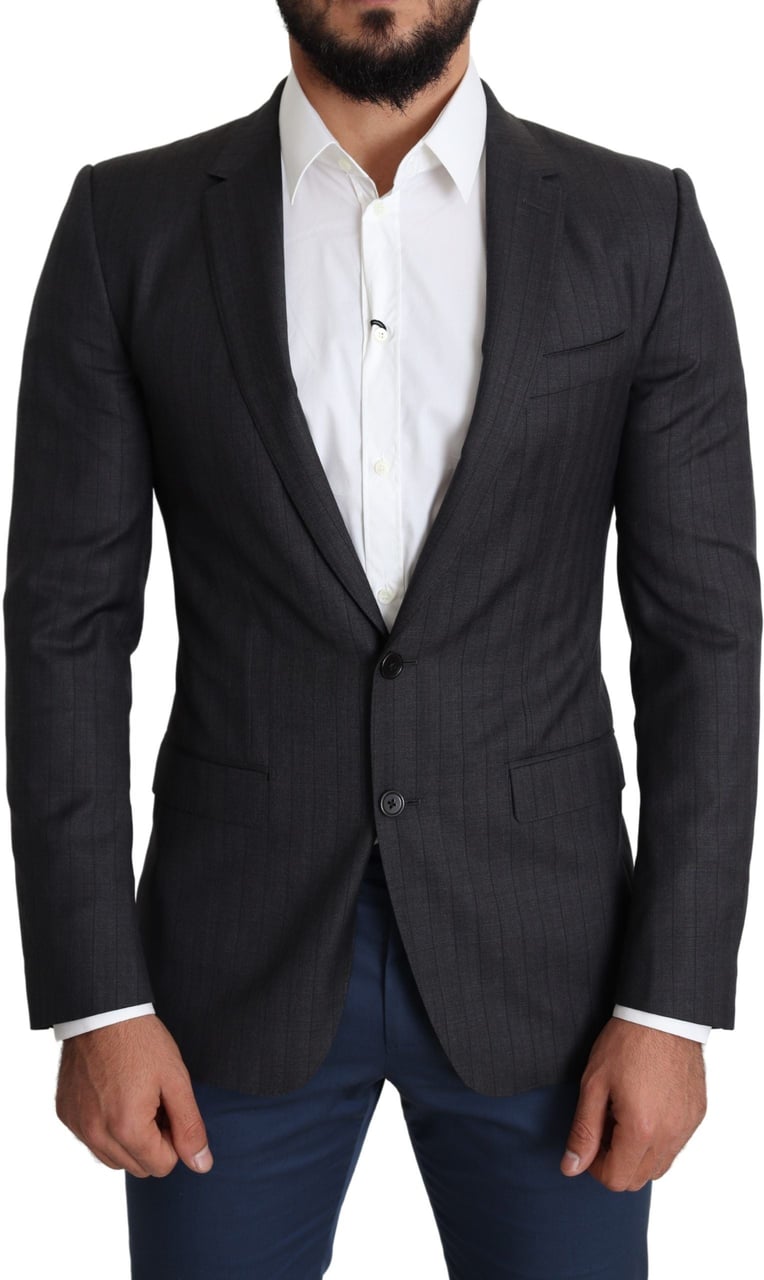 Dolce & Gabbana Black Wool Single Breasted Coat MARTINI Blazer Zwart