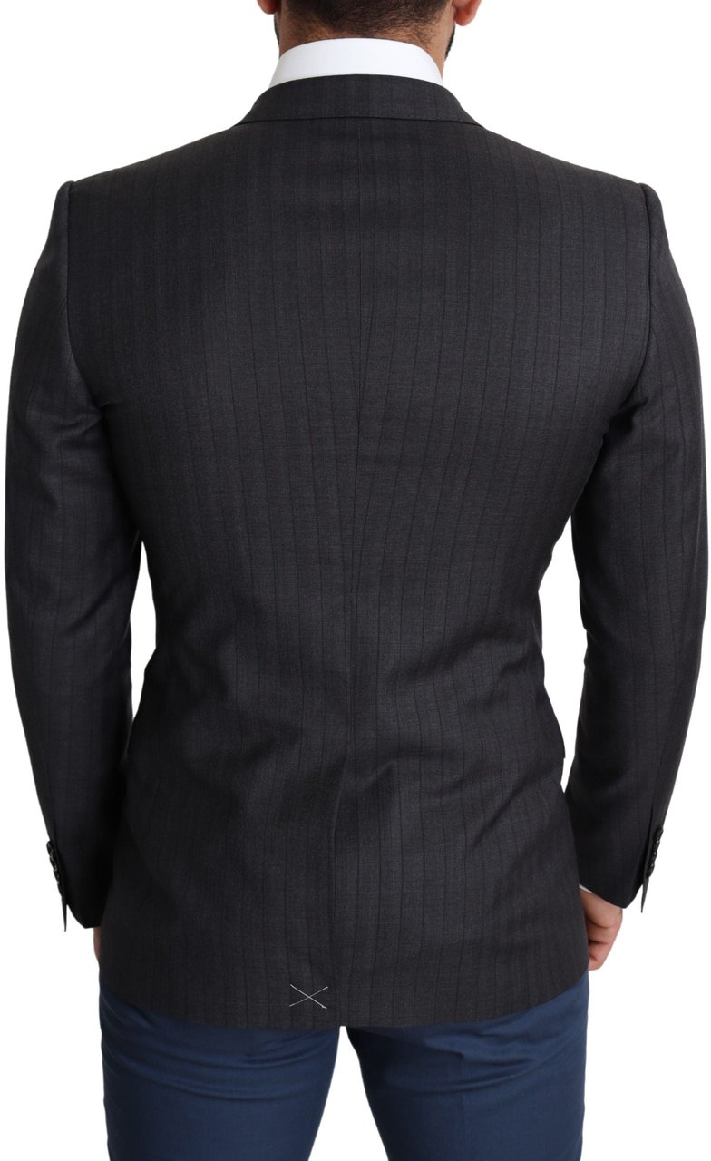 Dolce & Gabbana Black Wool Single Breasted Coat MARTINI Blazer Zwart