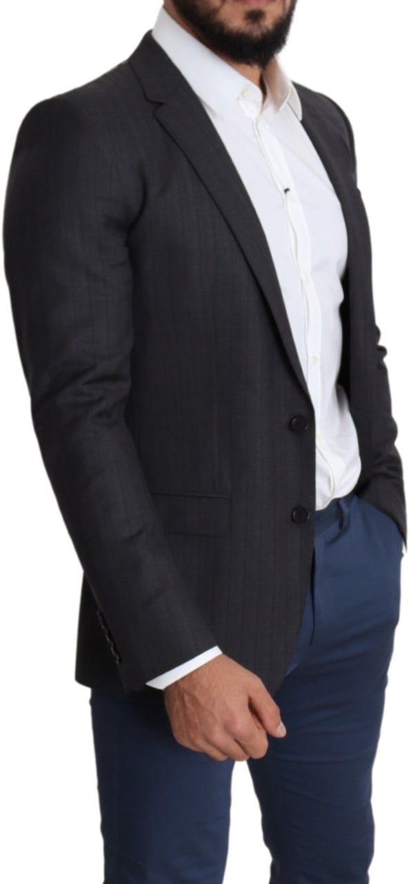 Dolce & Gabbana Black Wool Single Breasted Coat MARTINI Blazer Zwart