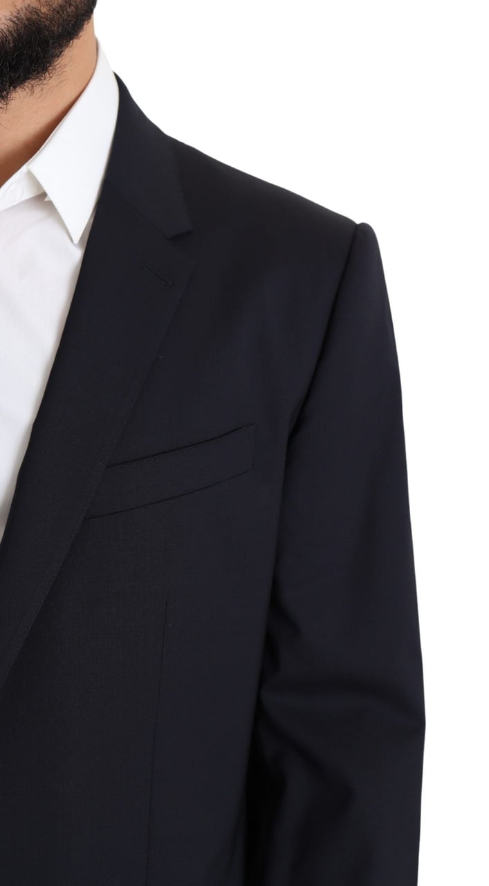 Dolce & Gabbana Black Wool Stretch Men Coat MARTINI Blazer Zwart