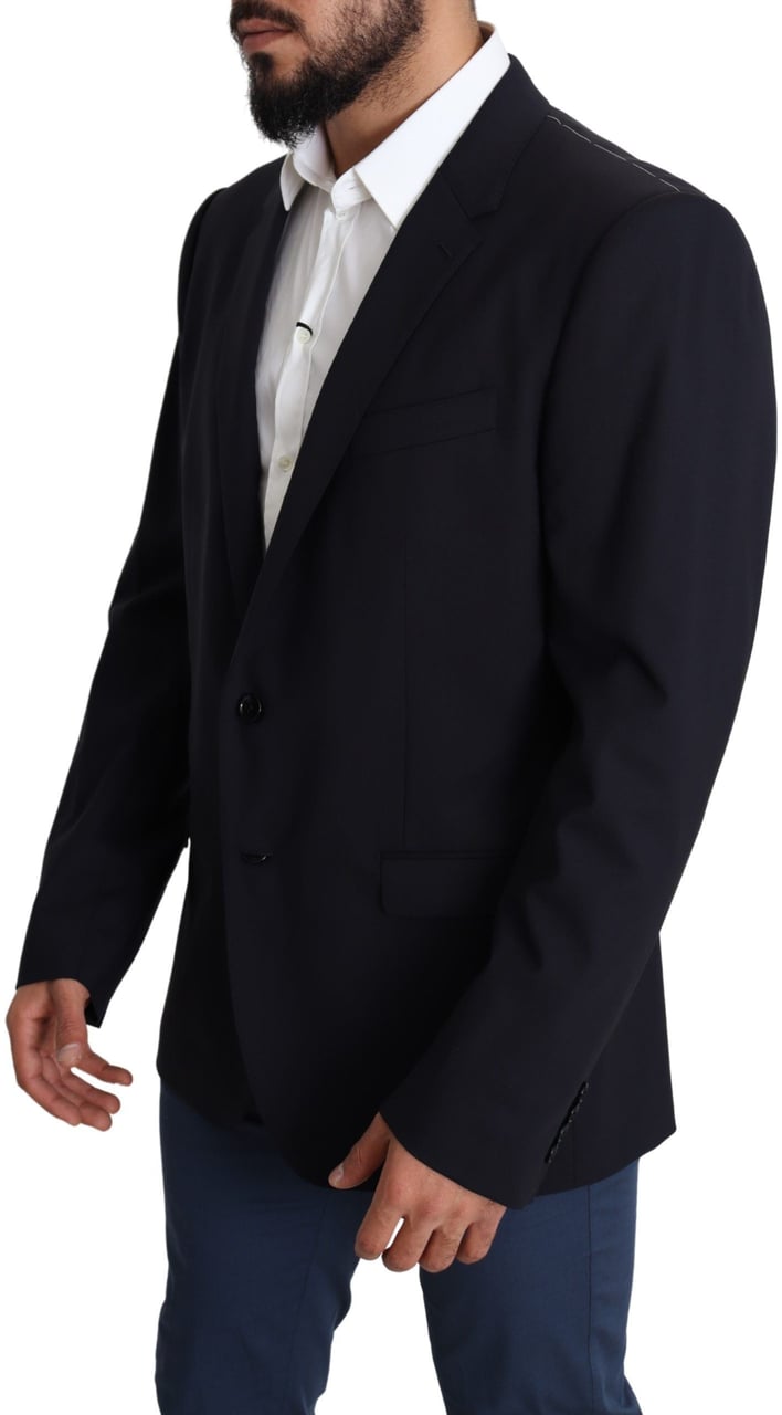 Dolce & Gabbana Black Wool Stretch Men Coat MARTINI Blazer Zwart