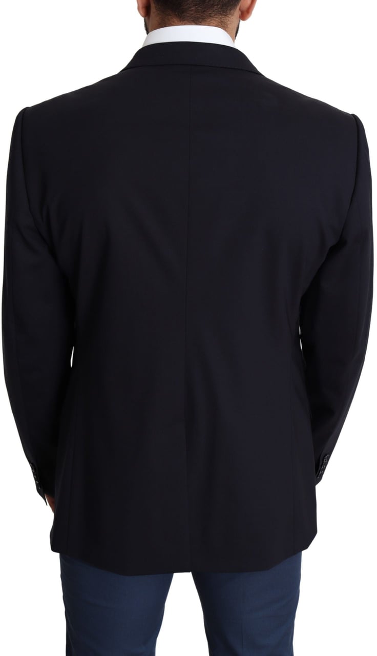 Dolce & Gabbana Black Wool Stretch Men Coat MARTINI Blazer Zwart
