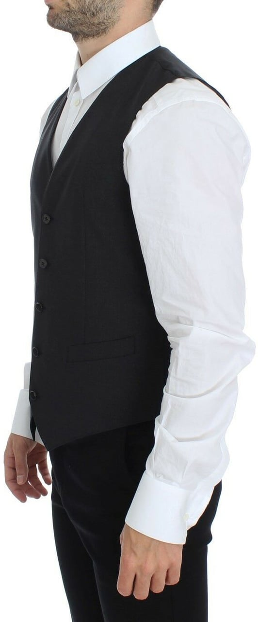 Dolce & Gabbana Gray Wool Stretch Dress Blazer Vest Grijs