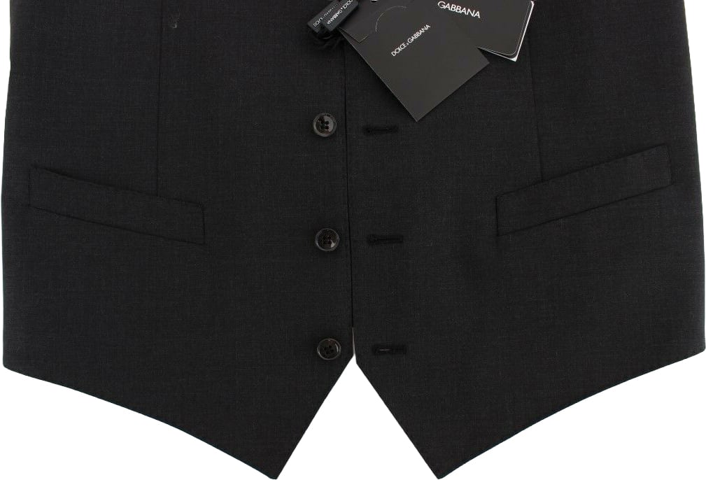 Dolce & Gabbana Gray Wool Stretch Dress Blazer Vest Grijs