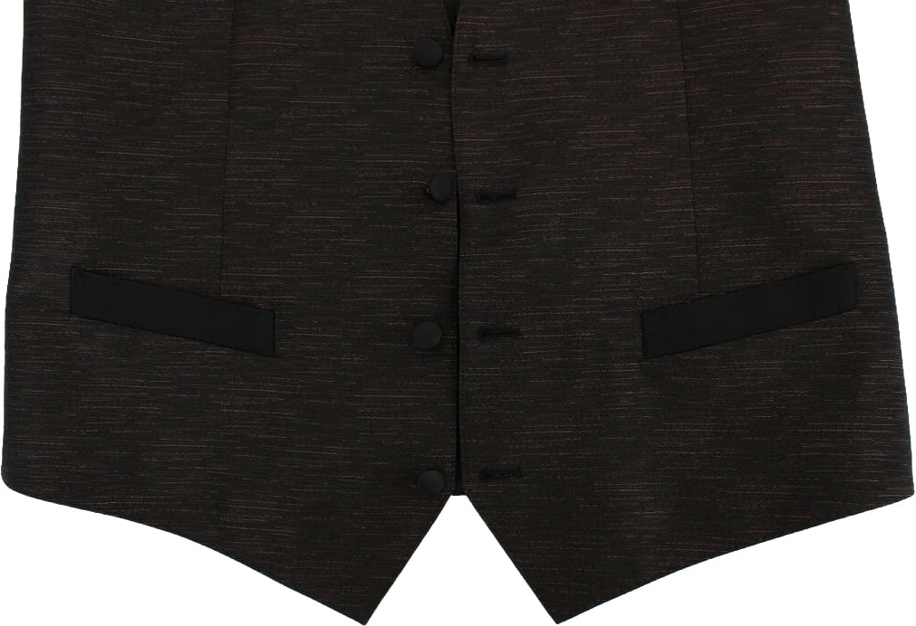 Dolce & Gabbana Black Wool Logo Dress Gilet Vest Zwart