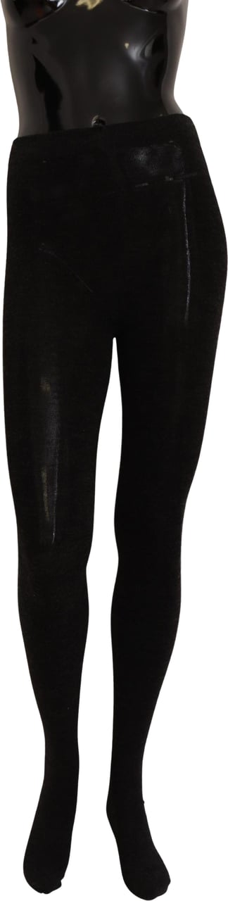 Dolce & Gabbana Black Wool Stretch Tights Stocking Socks Zwart