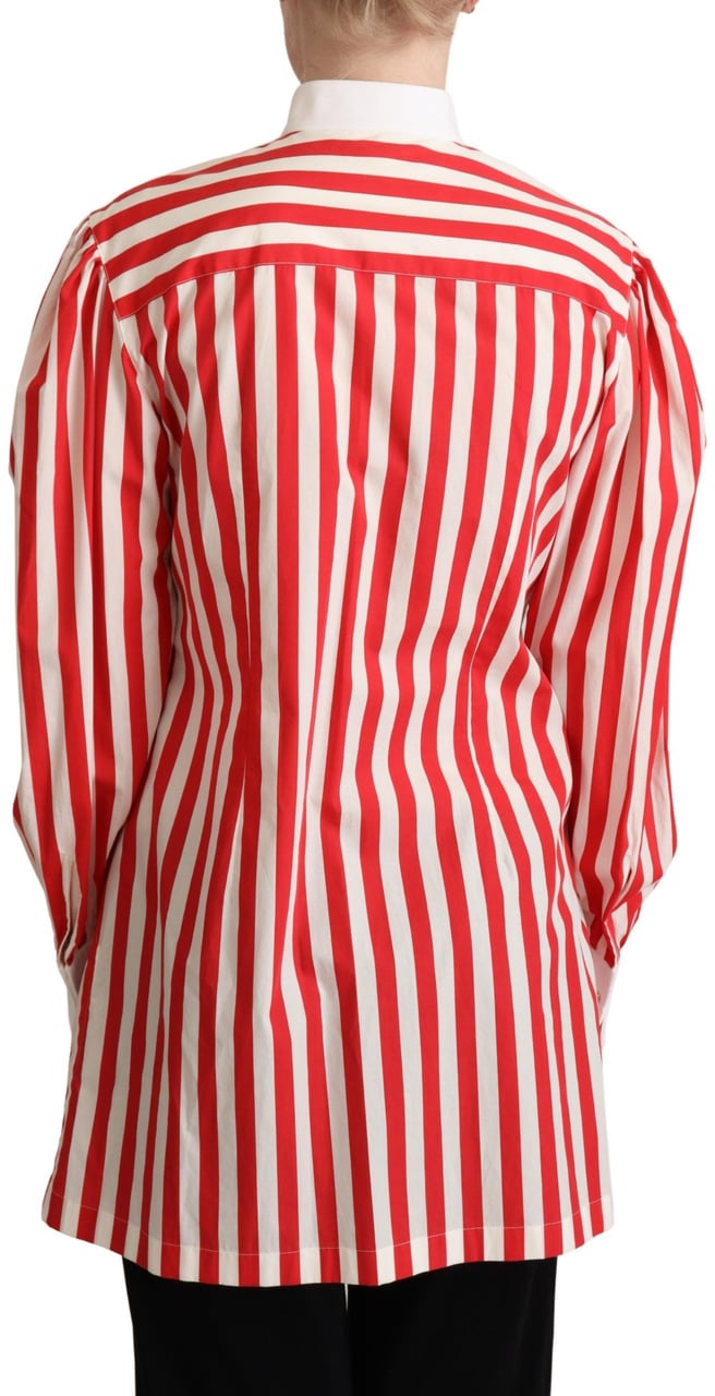 Dolce & Gabbana Red White Striped Long Sleeves Formal Shirt Rood