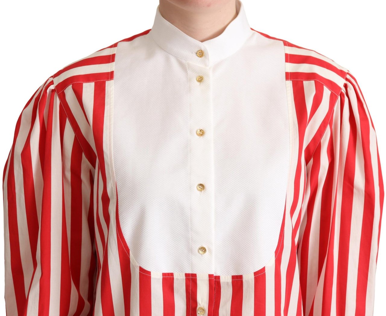 Dolce & Gabbana Red White Striped Long Sleeves Formal Shirt Rood