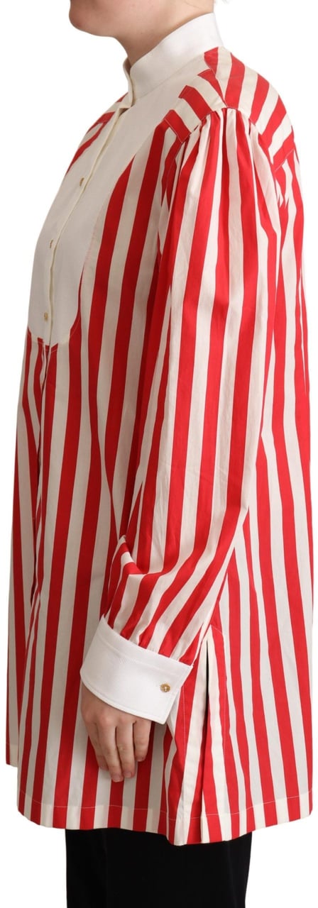 Dolce & Gabbana Red White Striped Long Sleeves Formal Shirt Rood