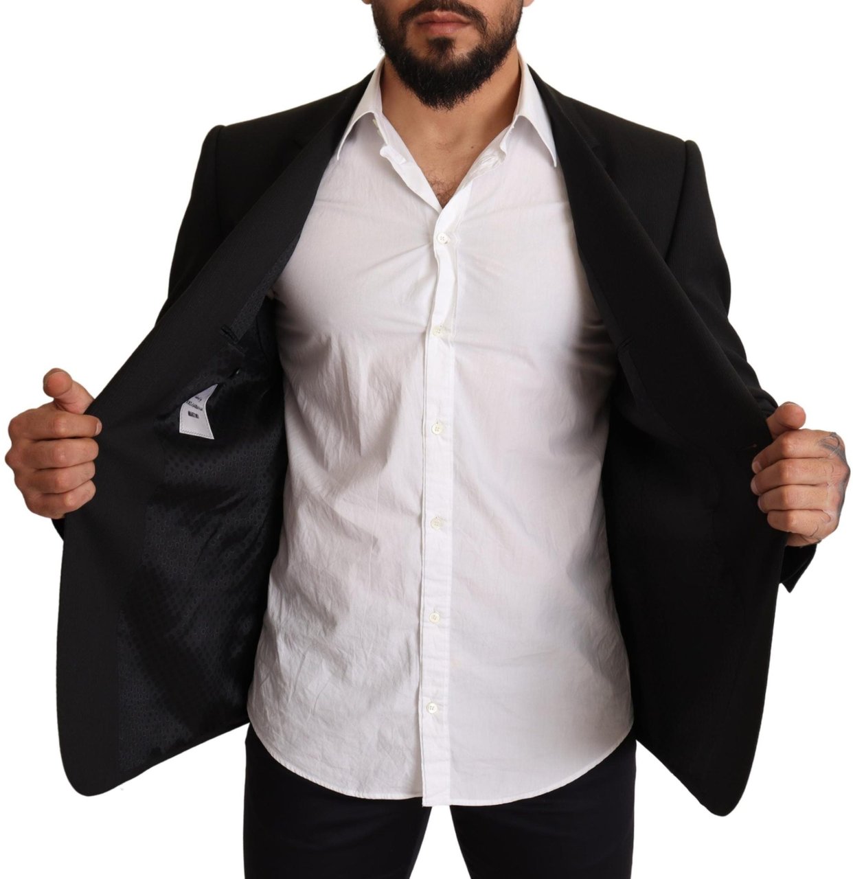 Dolce & Gabbana Black Striped MARTINI Jacket Blazer Zwart