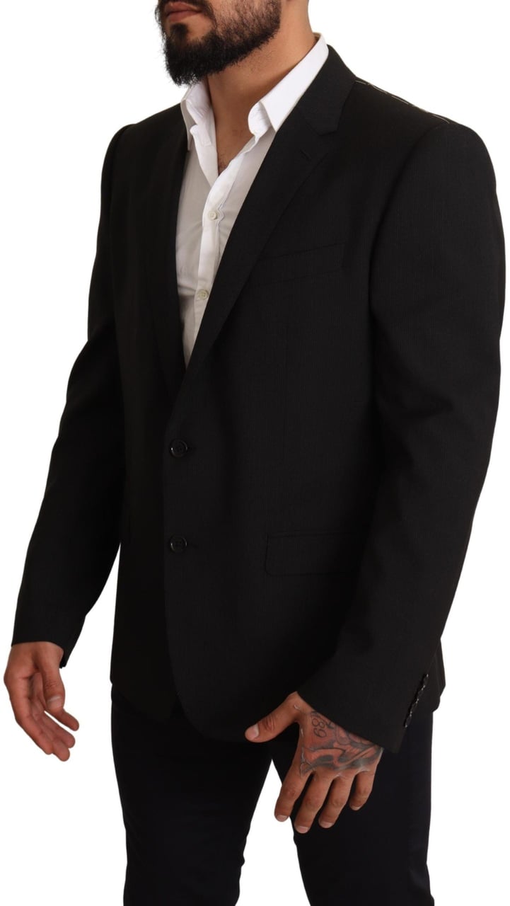 Dolce & Gabbana Black Striped MARTINI Jacket Blazer Zwart