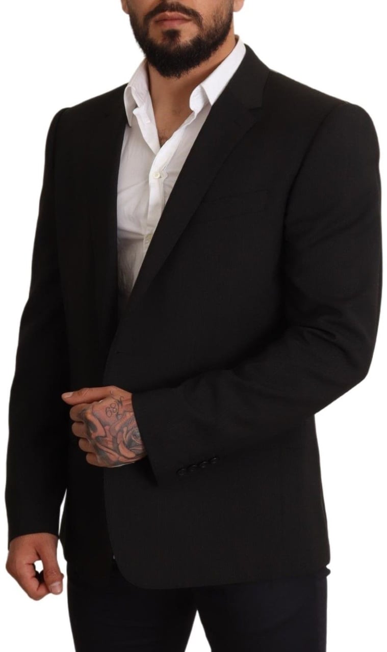 Dolce & Gabbana Black Striped MARTINI Jacket Blazer Zwart