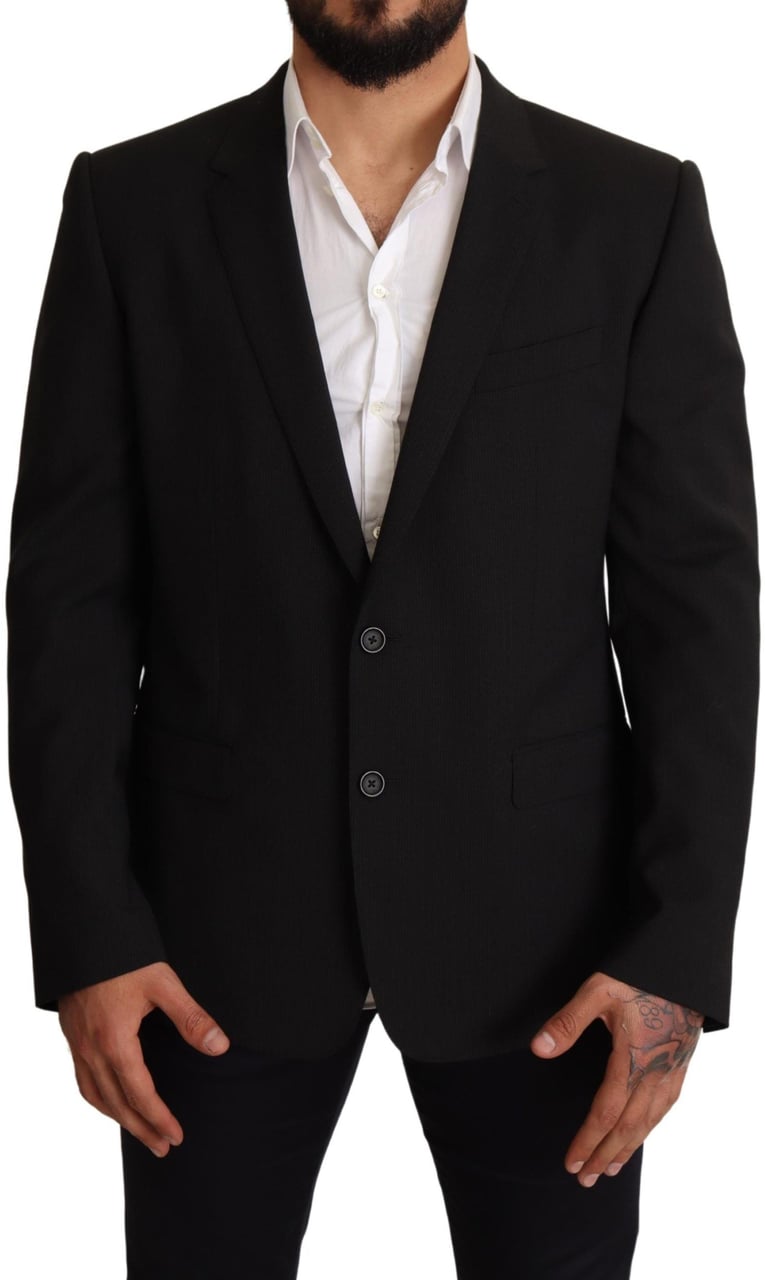 Dolce & Gabbana Black Striped MARTINI Jacket Blazer Zwart