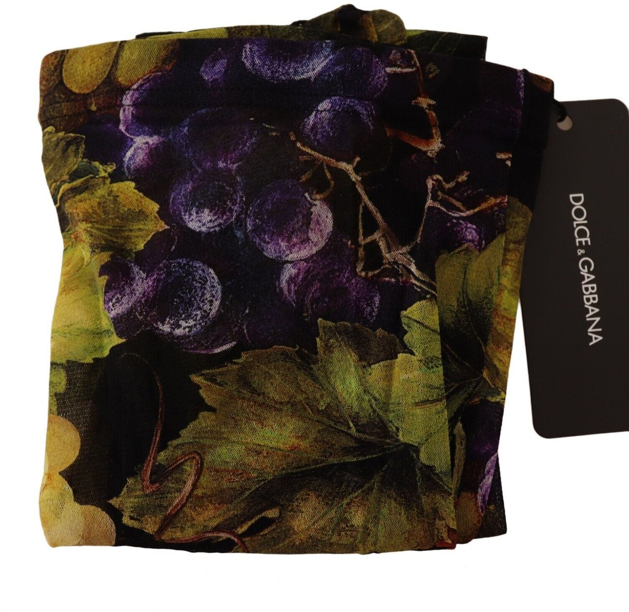 Dolce & Gabbana Black Grapes Print Stockings Tights Zwart