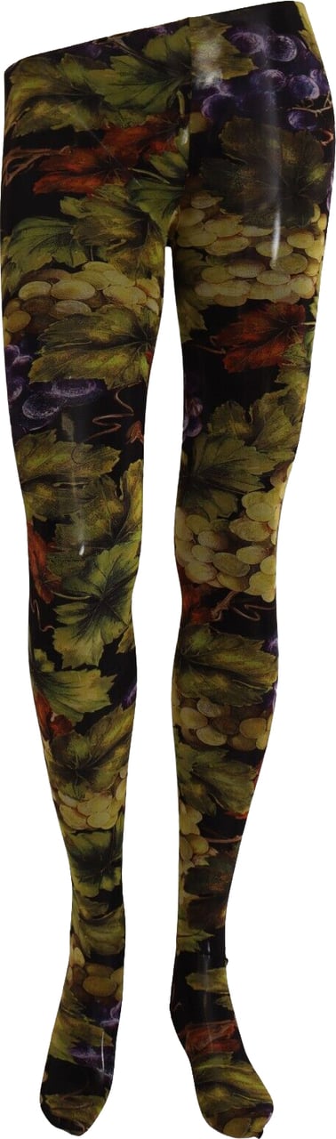 Dolce & Gabbana Black Grapes Print Stockings Tights Zwart