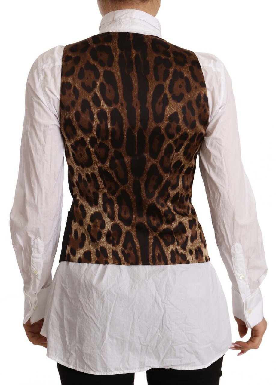 Dolce & Gabbana Black Button Down Sleeveless Vest Polyester Top Zwart