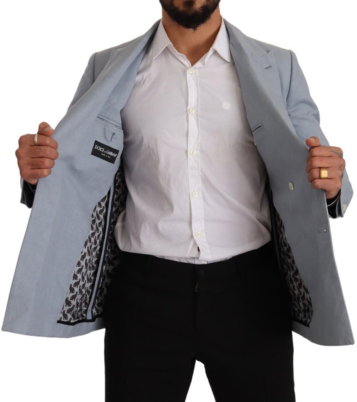 Dolce & Gabbana Blue Cotton Linen Slim Fit Jacket Coat Blazer Lichtblauw