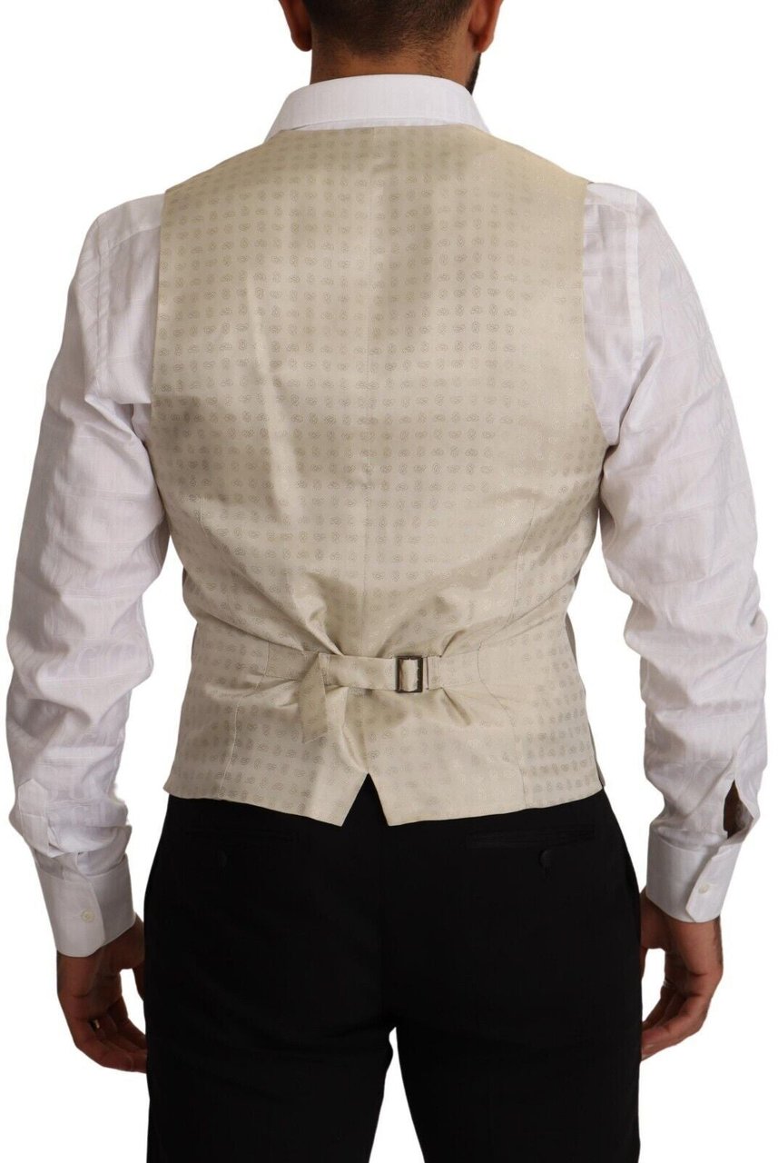 Dolce & Gabbana Beige Wool Single Breasted Waistcoat Vest Beige