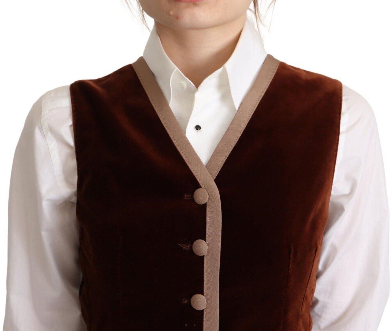Dolce & Gabbana Bordeaux Velvet Cotton V-neck Sleeveless Vest Top Maroon
