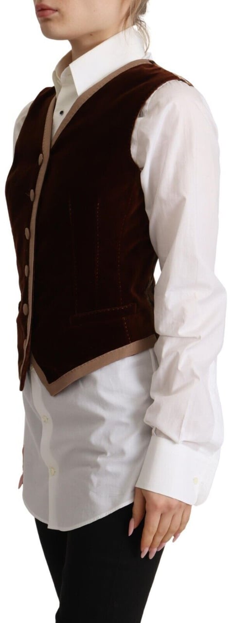 Dolce & Gabbana Bordeaux Velvet Cotton V-neck Sleeveless Vest Top Maroon