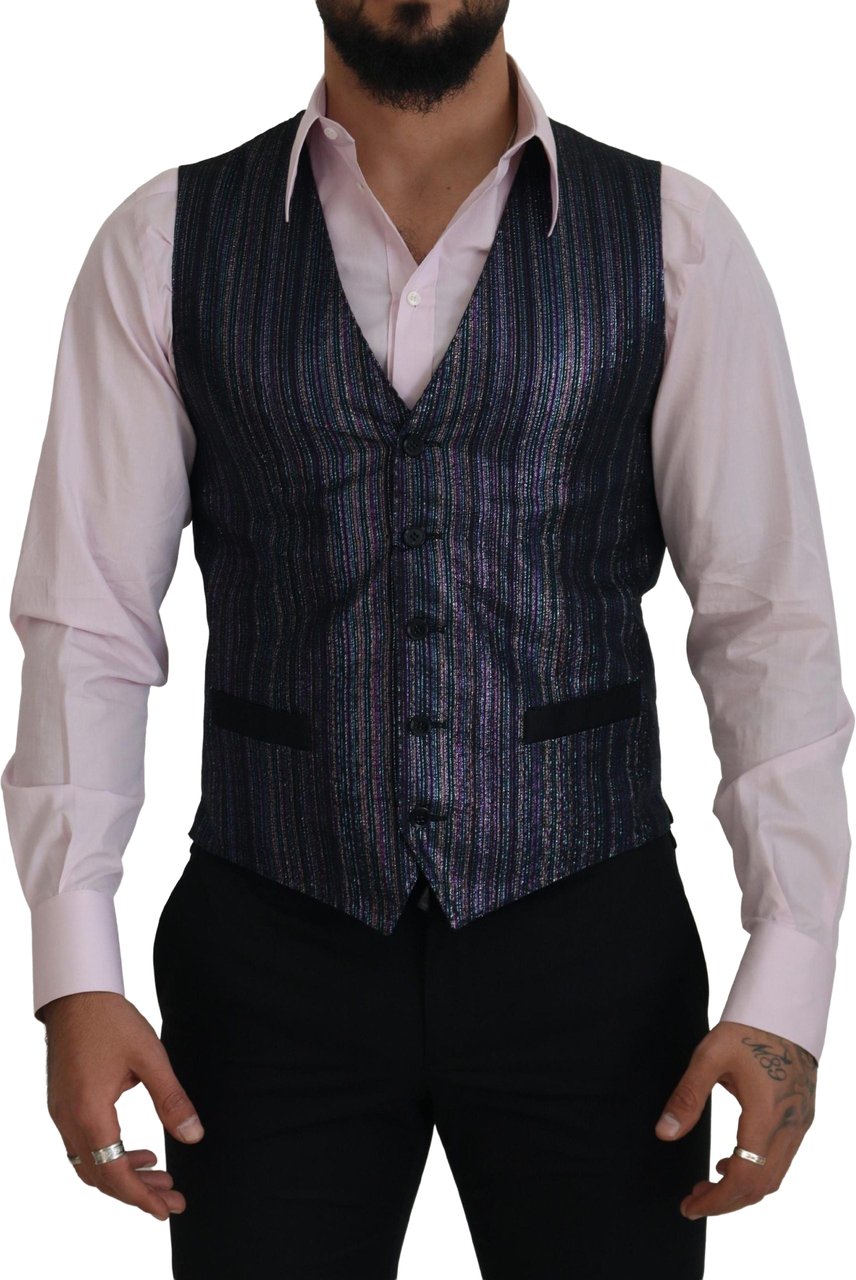 Dolce & Gabbana Multicolor Polyester Waistcoat Dress Formal Vest Divers