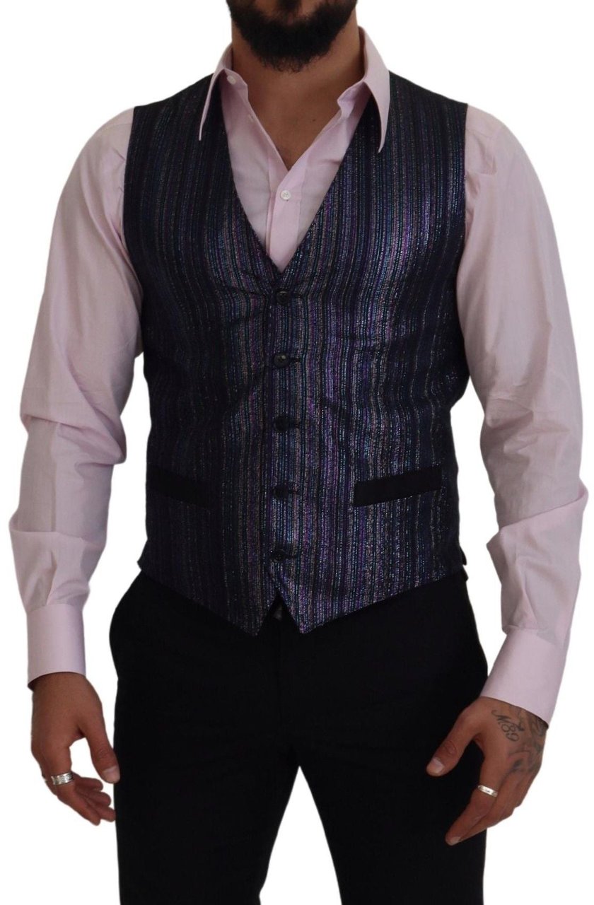 Dolce & Gabbana Multicolor Polyester Waistcoat Dress Formal Vest Divers