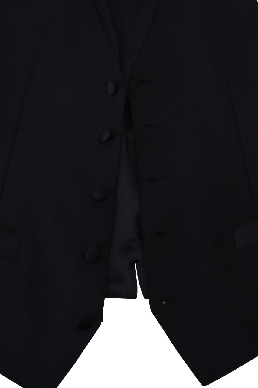 Dolce & Gabbana Black Virgin Wool Waistcoat Formal Dress Vest Zwart